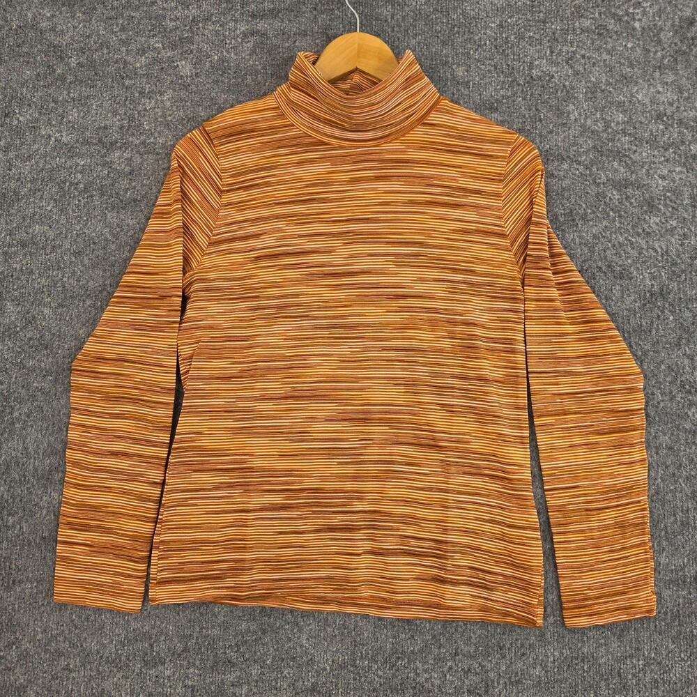 Sport Missoni Sweater Women 50 Orange Striped Turtleneck Knit Luxury Preppy Chic